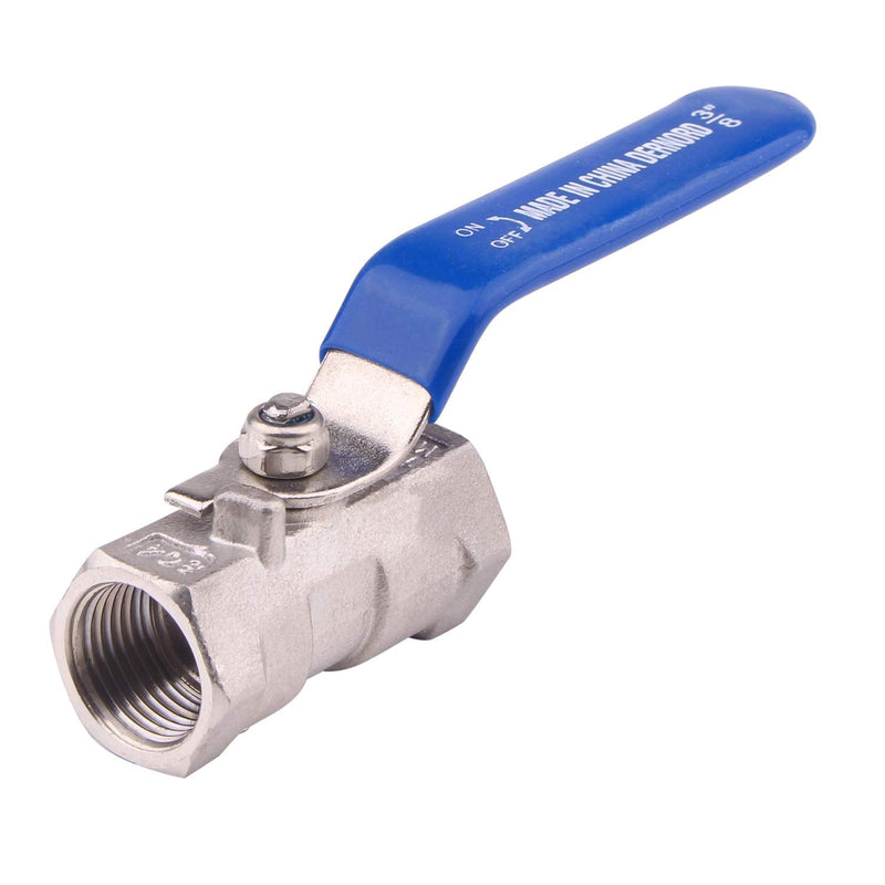 [Australia - AusPower] - DERNORD Stainless Steel Ball Valve 1PC Type 3/8" NPT Standard Port for Water, Oil, and Gas (3/8 Inch Ball Valve) 3/8 Inch Pack of 1 