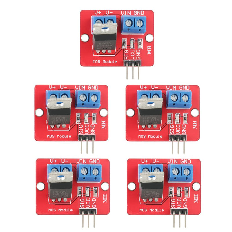 [Australia - AusPower] - 5 Pcs 3.3V/5V IRF520 MOSFET Driver Module PWM Output Driving Boards Output 0-24V for Arduino 