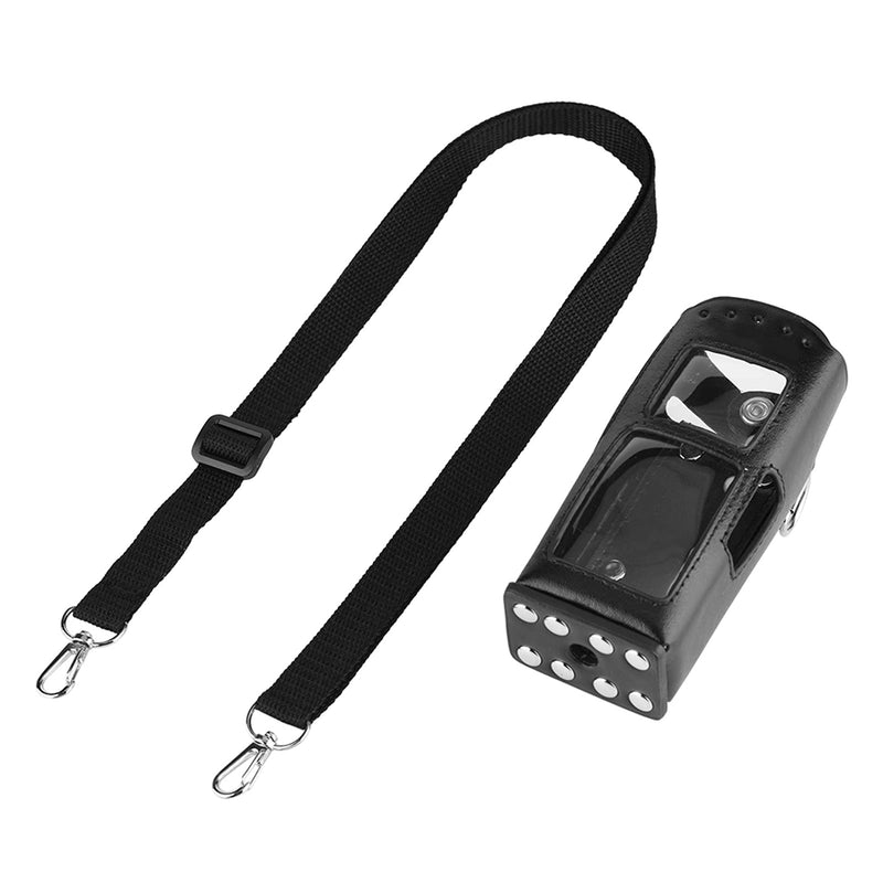 [Australia - AusPower] - Zerone Hard Leather Two-Way Radios Case Carrying Holder Holster with Buckles and Shoulder Strap, Walkie Talkie Case for MTH600 MTH650 