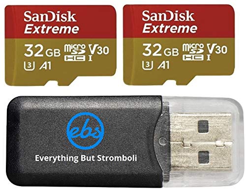 [Australia - AusPower] - 32GB SanDisk Extreme (Two Pack) 4K Micro Memory Card (SDSQXAF-032G-GN6MA) UHD Video Speed 30 UHS-1 V30 32G MicroSD HC Bundle with Everything But Stromboli Card Reader 