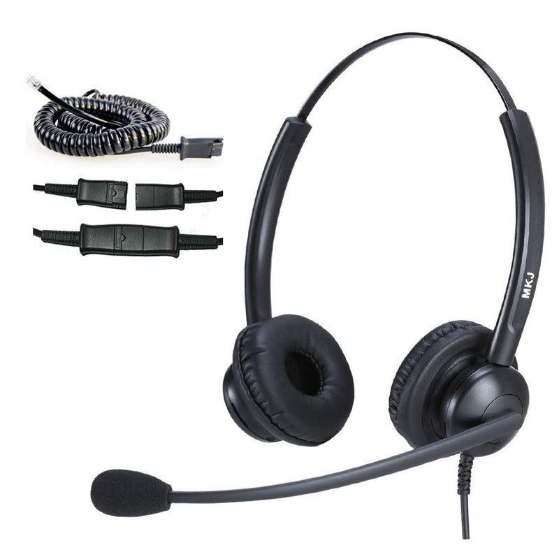 [Australia - AusPower] - Yealink Compatible Telephone Headset Office Phone Headset with Noise Cancelling Microphone for Panasonic KX-T7225 KX-HDV130 Sangoma Snom 320 821 Grandstream 2160 2170 etc middle duo rj9 headset for Panasonic Yealink etc 