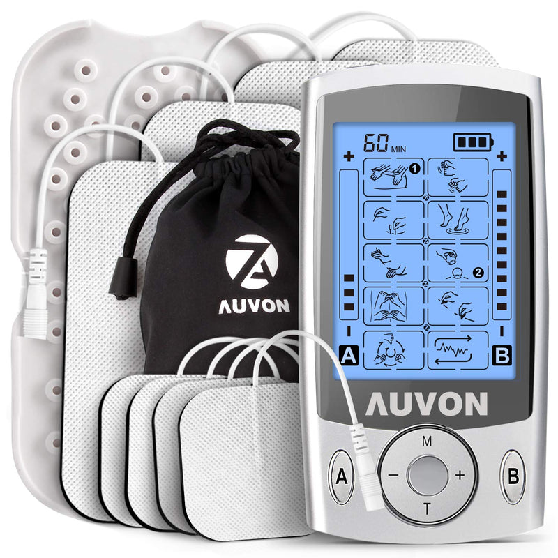 [Australia - AusPower] - AUVON Dual Channel TENS Unit Muscle Stimulator Machine with 20 Modes, 2" and 2"x4" TENS Unit Electrode Pads 