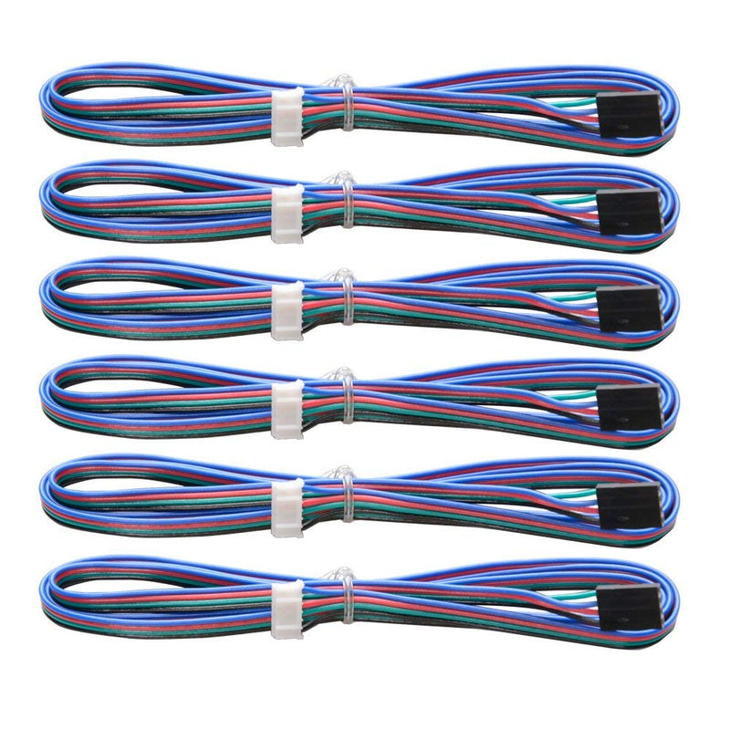 [Australia - AusPower] - 6Pcs/lot Xh 2.54 4Pin Stepper Motor Wire F/F White Black Terminal Motor Connector Cables 3d Print Wires ,Length 100cm 