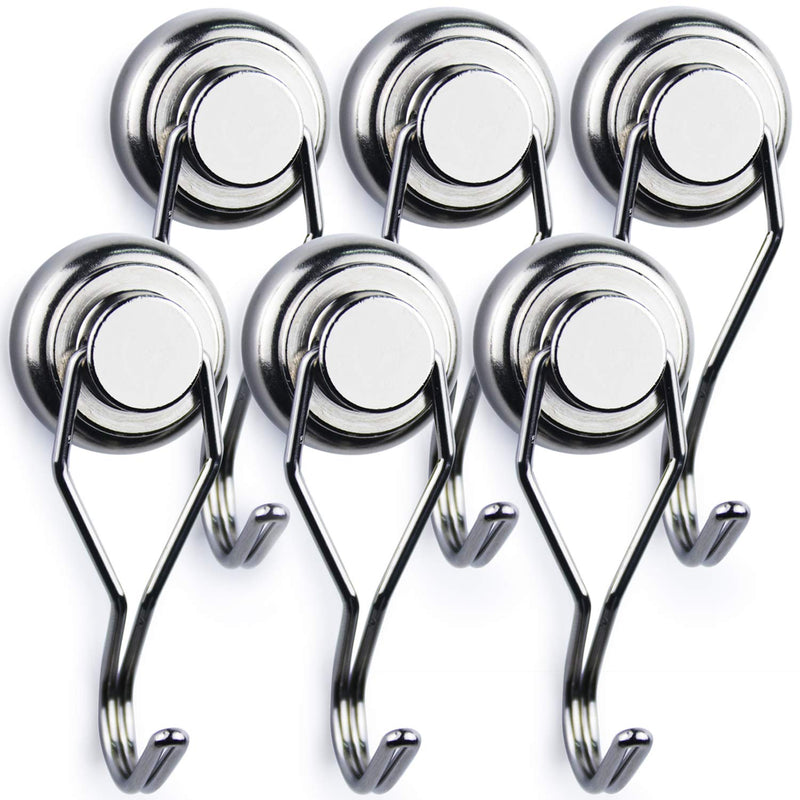 [Australia - AusPower] - Swivel Swing Magnetic Hooks,Strong Heavy Duty Neodymium Magnet Hooks - Great for Your Refrigerator and Other Magnetic Surfaces - Pack of 6 60lbs 6P 