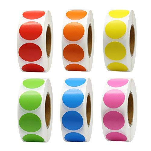 [Australia - AusPower] - Hcode 1 Inch Color Coding Label Garage Sale Stickers Blank Yard Sale Price Stickers Round Colorful Stickers Permanent Adhesive Dots Stickers Glossy Writable Paper Labels 6000 Pieces 6 Colors 