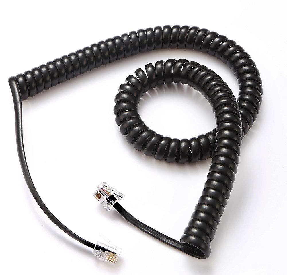 [Australia - AusPower] - Telephone Cord, Phone Cord,Handset Cord, Black, 2 Pack, Universally Compatible 