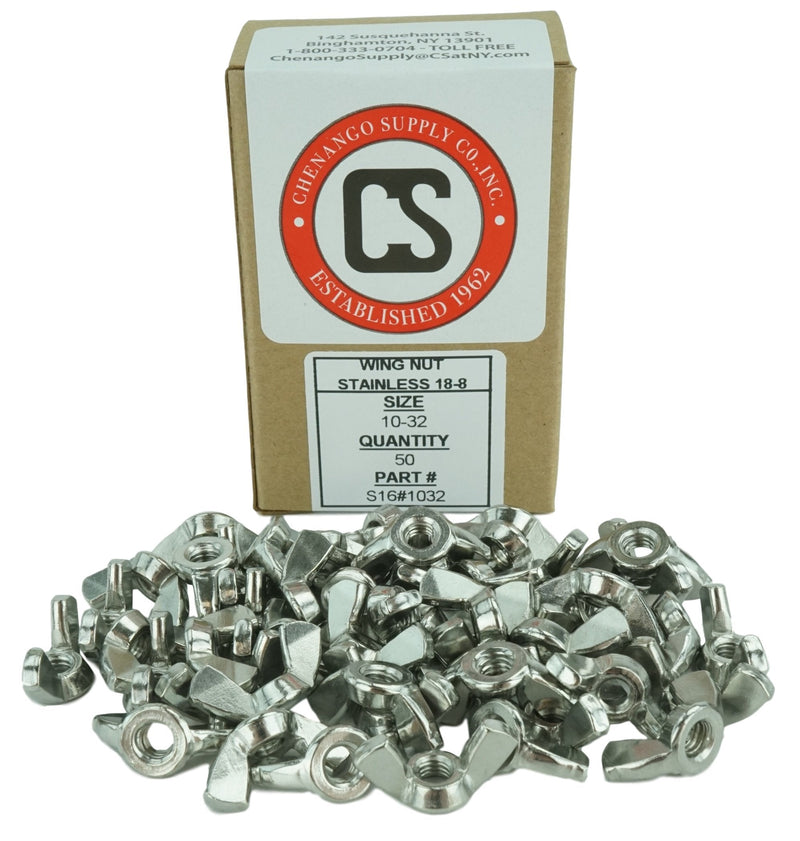 [Australia - AusPower] - Stainless 10-32 Wing Nut, Stainless Steel 18-8, Machine Thread (50, 10-32 Wing Nut) 
