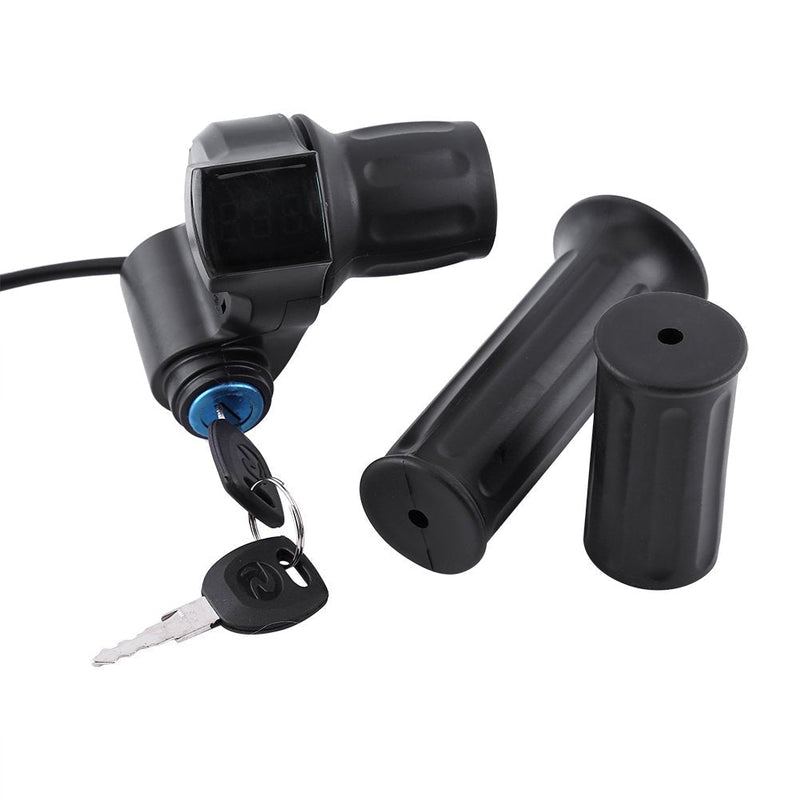 [Australia - AusPower] - Tbest Electric Throttle,Ebike Throttle,Universal E-Bike Throttle Grip Electric Bike Motor Scooter Speed Controller & Cable Set, 12V-99V Half Wrist Twist Grip Throttle Handle with LED Display Key Knock 