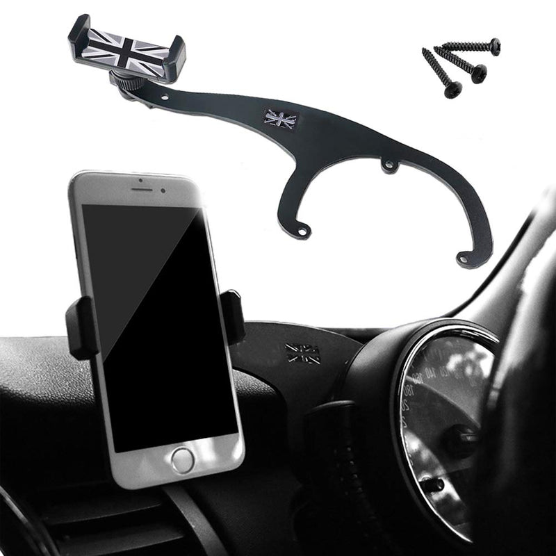 [Australia - AusPower] - GTinthebox Smartphone Cell Phone Cup Mount Holder with Cradle Rotatable Clip (Black & Gray Union Jack Flag Style, 3.5-5.5 Inch Phone) for Mini Cooper R60 R61, 1 Pack Black & Grey Union Jack Flag Style R60(Countryman 2010-2016) R61(Paceman 2012- 2016) 