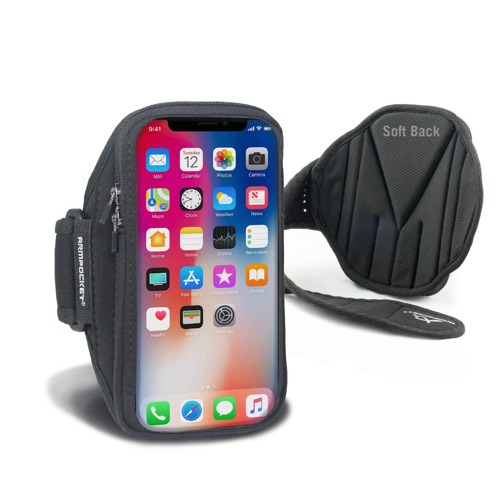 [Australia - AusPower] - Phone Armbands for Running | Armpocket X Phone Armband | Compatible with iPhone 13 Pro, 13 Mini, 12 Pro, 12, 11 Pro, Galaxy S20, Pixel 5, Phones Without Cases up to 6 Inches | Black Medium Strap Medium Strap 10-15" 