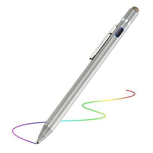 [Australia - AusPower] - 2-in-1 Active Stylus Digital Pen with 1.5mm Ultra Fine Tip for iPad iPhone Samsung Tablets, Work on Touchscreen Phones and Tablets,Good at Drawing and Writing, Grey 
