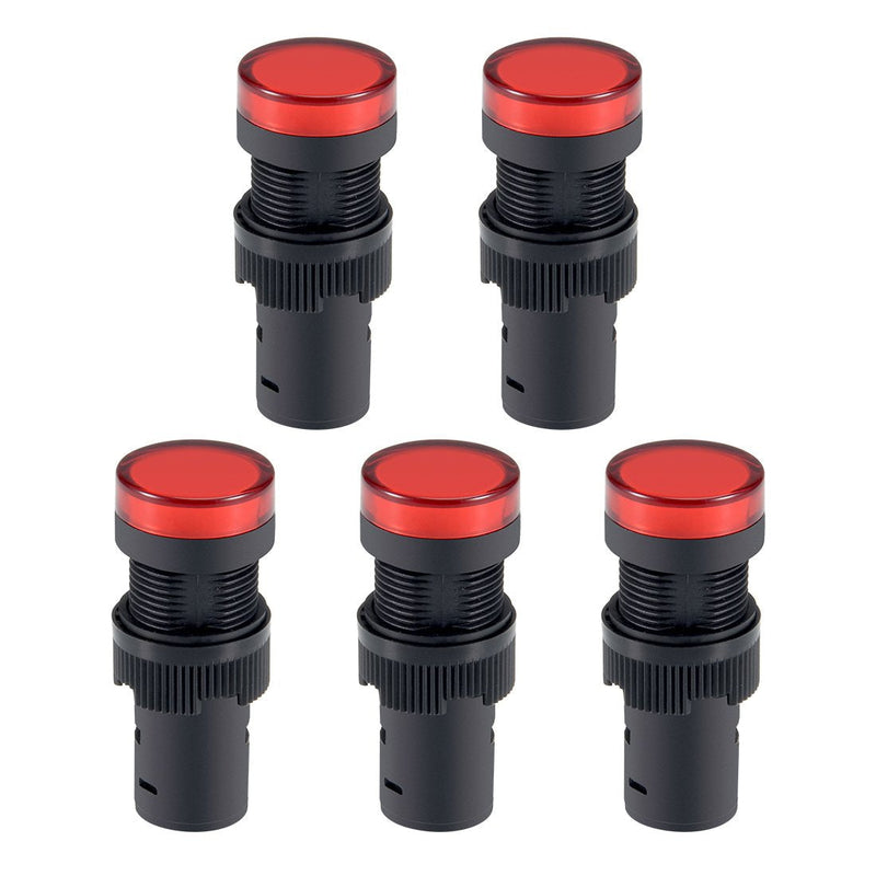 [Australia - AusPower] - uxcell 5Pcs Red Indicator Light AC/DC 24V, 16mm Panel Mount, for Electrical Control Panel, HVAC, DIY Projects 