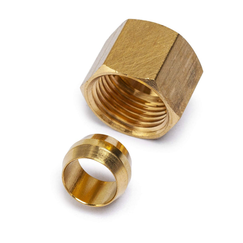 [Australia - AusPower] - LTWFITTING 5/16-Inch Brass Compression Sleeves Ferrule with 5/16-Inch Compression Nut, Brass Compression Fitting(Pack of 75) 
