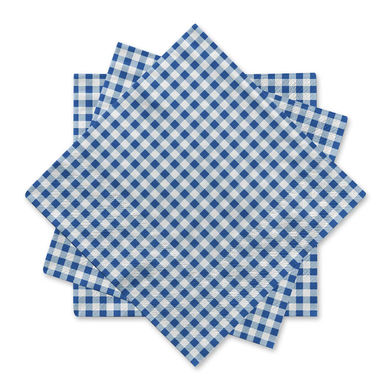 [Australia - AusPower] - Gatherfun Disposable Paper Napkins Blue and White Gingham for Dinner Picnic and Parties (Pack of 50) Blue Plaid 50 Count (Pack of 1) 