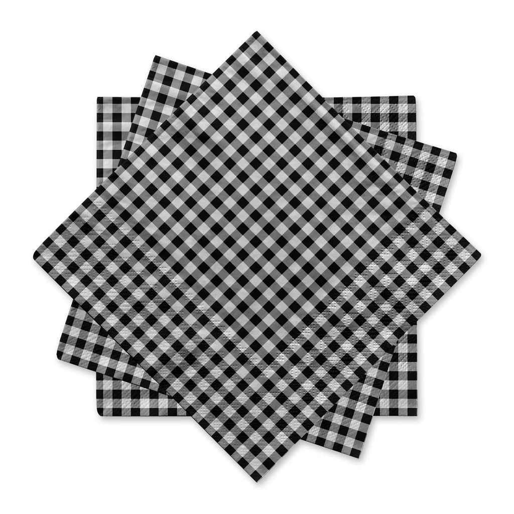 [Australia - AusPower] - Gatherfun Disposable Paper Napkins Black and White Gingham for Dinner Picnic and Parties (Pack of 50) Black Plaid 50 Count (Pack of 1) 