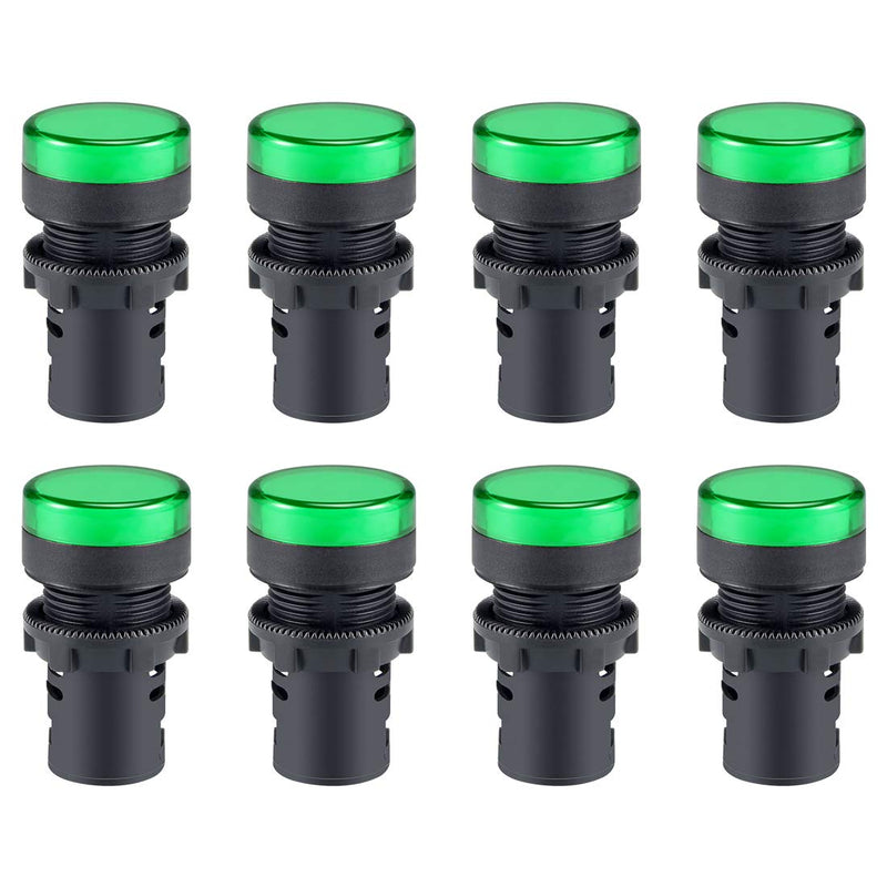 [Australia - AusPower] - uxcell 8Pcs Green Indicator Light AC/DC 110V, 22mm Panel Mount, for Electrical Control Panel, HVAC, DIY Projects 