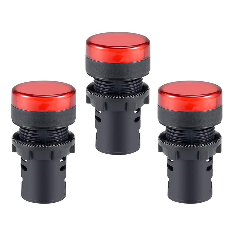 [Australia - AusPower] - uxcell 3Pcs Red Indicator Light AC/DC 110V, 22mm Panel Mount, for Electrical Control Panel, HVAC, DIY Projects 