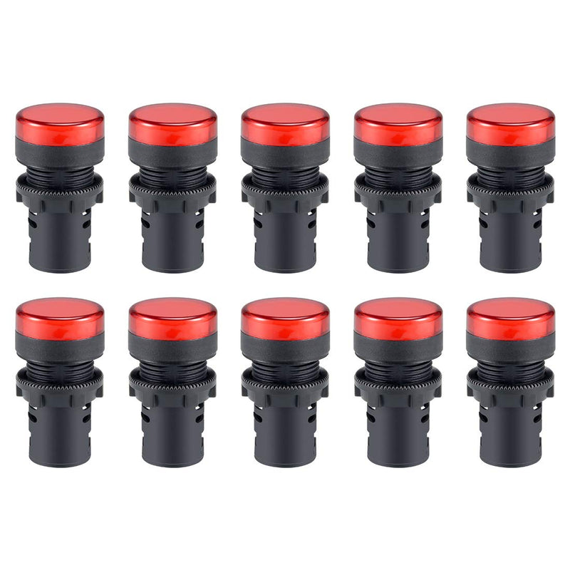 [Australia - AusPower] - uxcell 10Pcs Red Indicator Light AC/DC 110V, 22mm Panel Mount, for Electrical Control Panel, HVAC, DIY Projects 