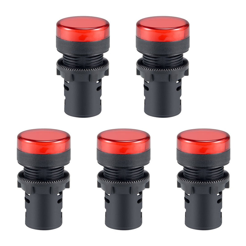 [Australia - AusPower] - uxcell 5Pcs AC/DC 110V Indicator Lights, Red LED, Flush Panel Mount 7/8 inches 22mm 