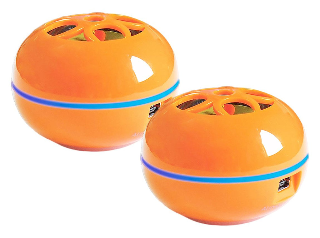 [Australia - AusPower] - Grandmax Set of 2 Orange Tweakers Teeny Portable Speaker - Comes with 3.5mm Audio Plug, Connects to iPod, iPhone and Most Popular Audio Devices - LED Light Rim with Charging Status Indication 