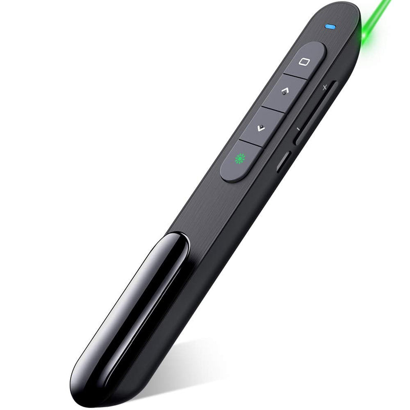 [Australia - AusPower] - DinoFire USB Rechargeable RF 2.4 GHz Green Light Presentation Remote, Powerpoint Clicker Wireless Presenter Presentation Clicker Slide Advancer for Mac/Keynote/PC/PPT RE&GR 