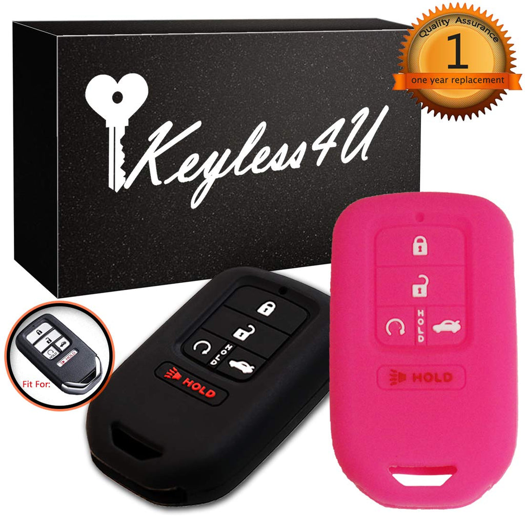 [Australia - AusPower] - Keyless4U 2Pcs Silicone Key Fob Full Case Cover Protector Remote Skin for A2C81642600 2015 2016 2017 2018 2019 Honda Accord Civic CR-V CRV Pilot EX-L Touring Premium 5 Buttons smart key (Black Rose) 