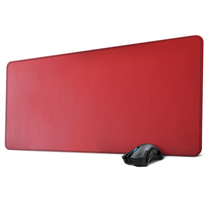 [Australia - AusPower] - ZORESYN XL Large Mouse Pads (35"x16") - PU Leather Large Gaming Mousepad Desk Mat - Nonslip Base and Waterproof Desktop Keyboard Extended Mouse Mat (Red, X-Large) 90x40cm Red 