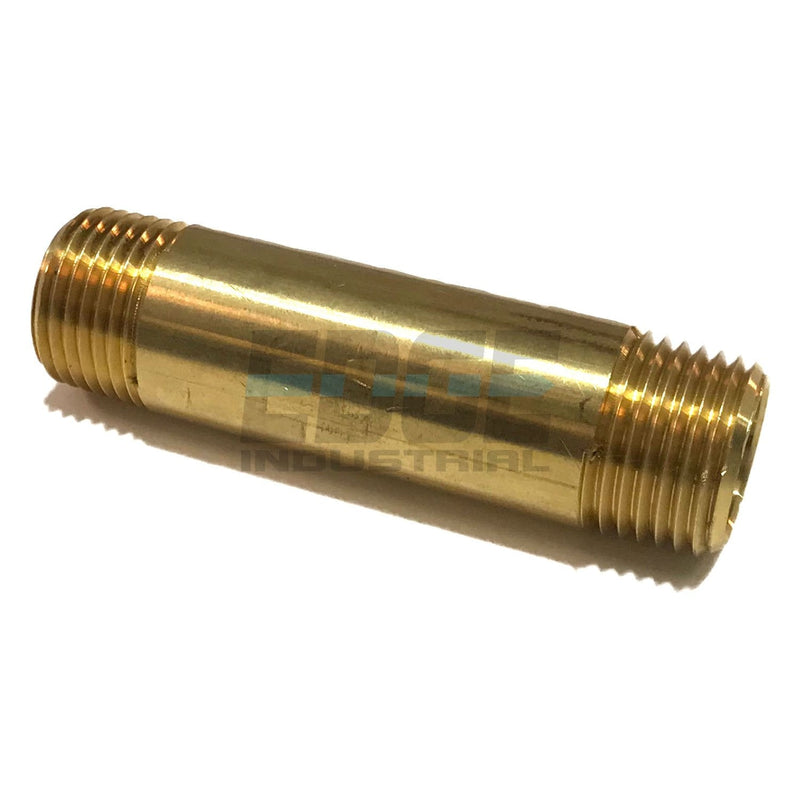 [Australia - AusPower] - EDGE INDUSTRIAL Brass Long Nipple 1/2" X 1/2", 3" Length, Male NPT MNPT Fuel/AIR/Water/Oil/Gas WOG (Qty 01) QTY 01 