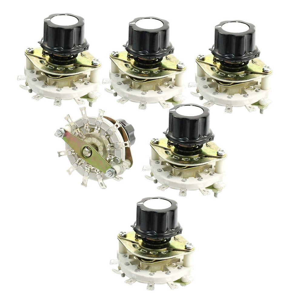 [Australia - AusPower] - Nxtop 6mm knurled Shaft 12Pin 1 Pole 11-Position Selectable Band Rotary Switch 6 Pcs 