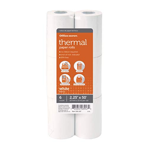 [Australia - AusPower] - Office Depot® Brand Thermal Paper Rolls, 2 1/4" x 50', White, Pack of 6 