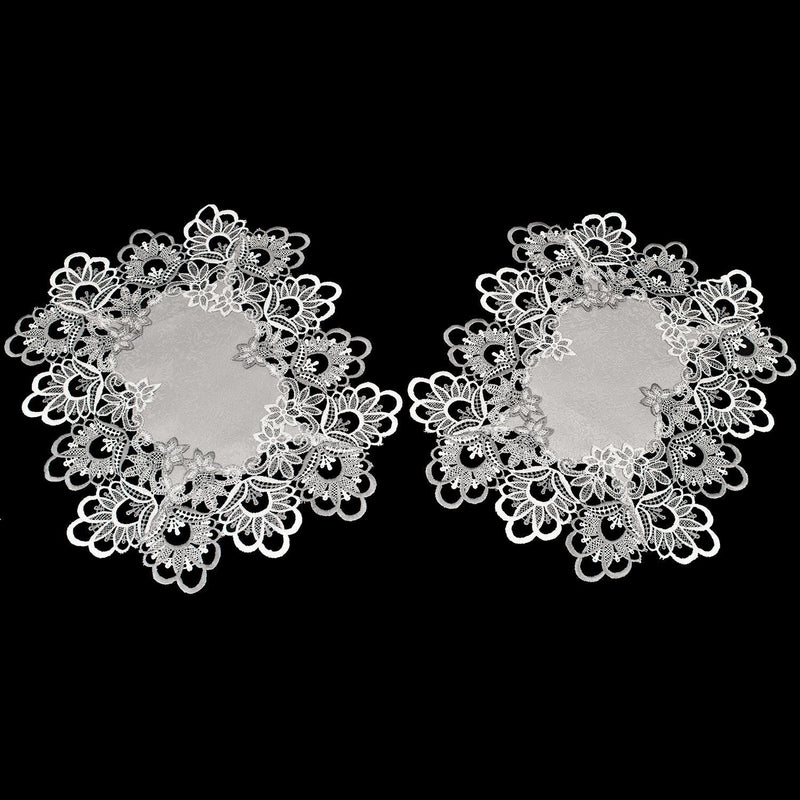 [Australia - AusPower] - Placemats Dresser Scarves Coffee Table Runners End Table Linens with Silver Gray European Lace and Antique Fabric, Size 12 x 18 inches Set of 2 