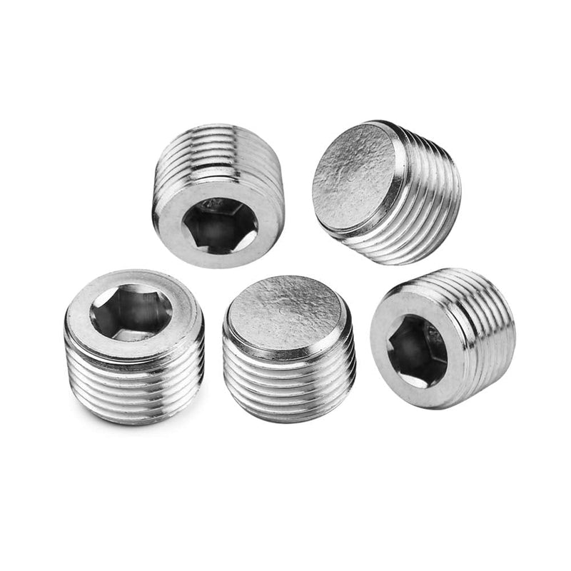 [Australia - AusPower] - Metalwork 304 Stainless Steel Pipe Fitting, Hex Countersunk Plug, 1" NPT Male (Pack of 5) Pack of 5 