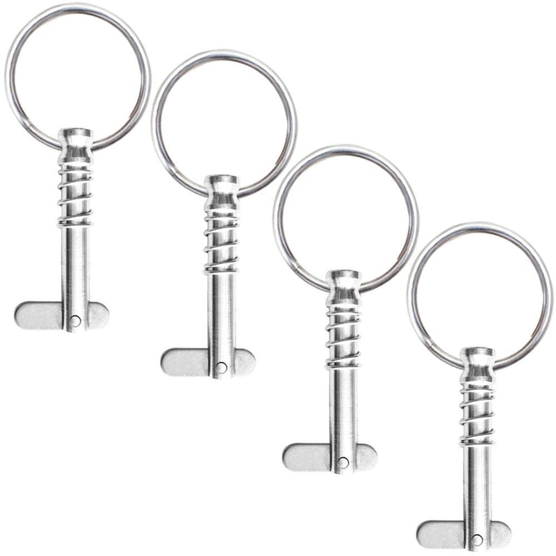 [Australia - AusPower] - VTurboWay 4 Pack Quick Release Pin 1/4" Diameter w/Drop Cam & Spring, Usable Length 1", Full 316 Stainless Steel, Bimini Top Pin, Marine Hardware, All Parts are Made of 316 Stainless Steel 