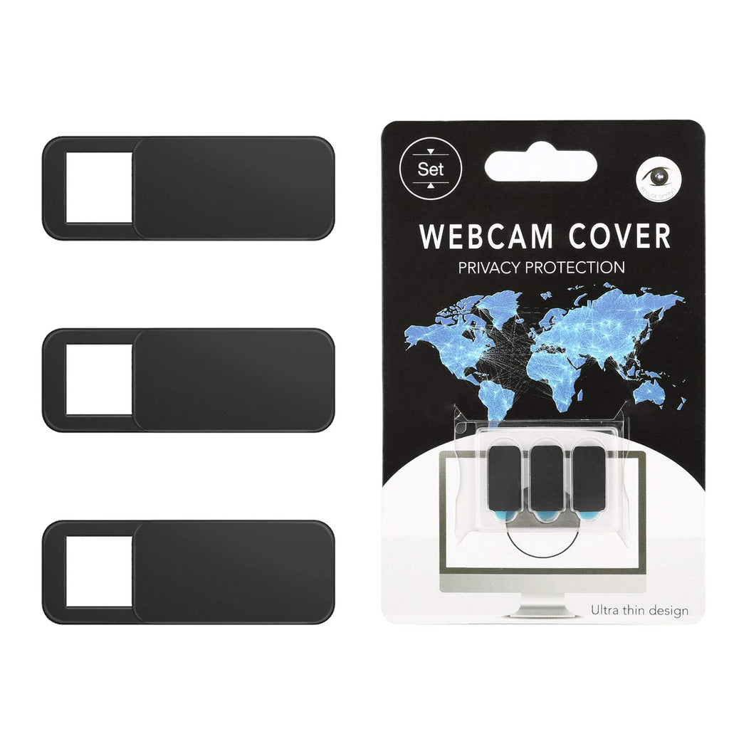[Australia - AusPower] - MoKo Webcam Cover, 3 Pack Ultra Slim Sliding Web Camera Cover with Strong Adhesive, Protect Your Security & Privacy, Fits Laptop, Desktop, PC, iMac, Macboook, iPad, Smartphone and More - Black 
