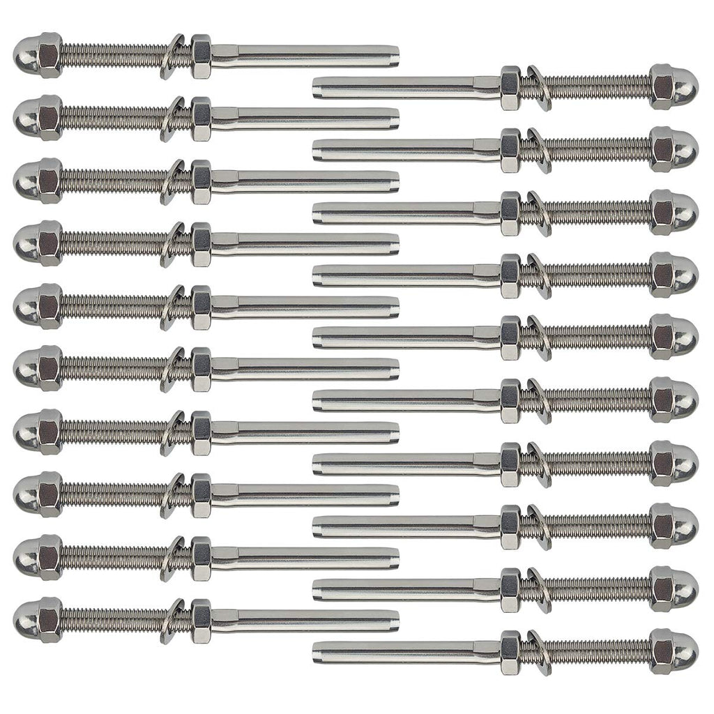[Australia - AusPower] - Muzata 20Pack Hand Swage Threaded Stud Tensioner 1/8" Cable Railing Kit End Fitting Terminal for 2x2 Metal Post Deck SolidSlice System T316 Stainless Steel CR23, CA6 Hexnut Head 