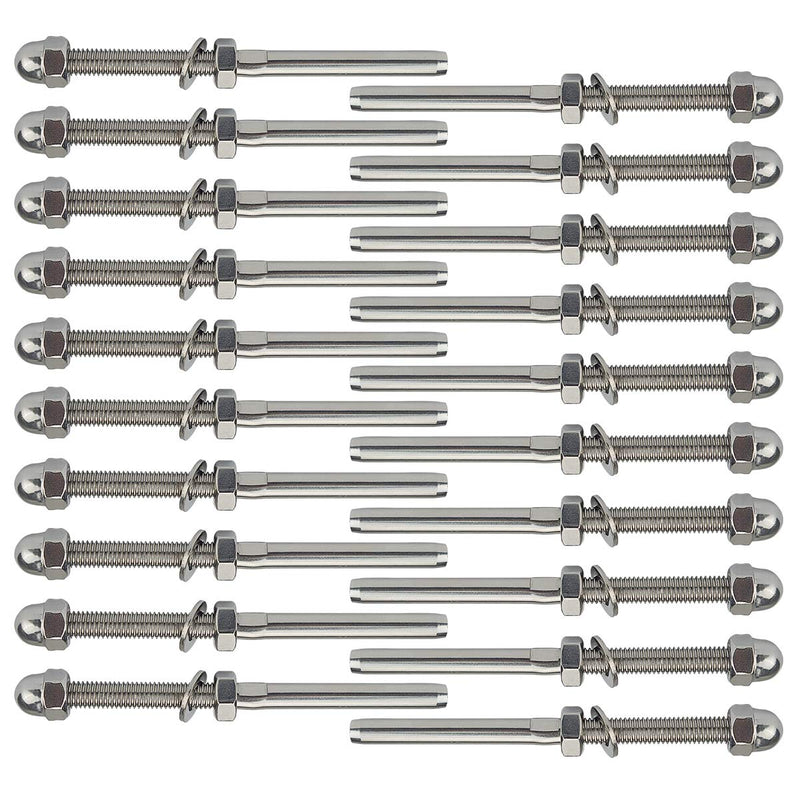 [Australia - AusPower] - Muzata 20Pack Hand Swage Threaded Stud Tensioner 1/8" Cable Railing Kit End Fitting Terminal for 2x2 Metal Post Deck SolidSlice System T316 Stainless Steel CR23, CA6 Hexnut Head 