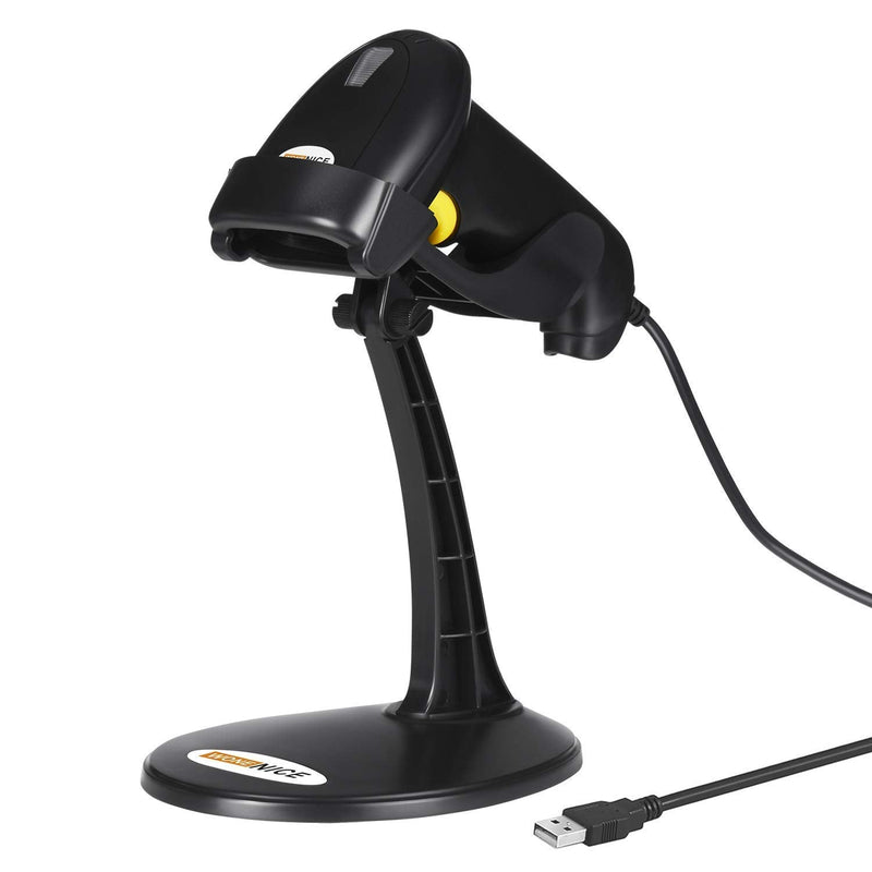 [Australia - AusPower] - WoneNice Barcode Scanner, Wired Handheld USB Laser Automatic Bar Code Scanner Bar-Code Reader with Stand, Support Windows/Mac/Linux for Store, Supermarket, Warehouse, Small Business - Black 