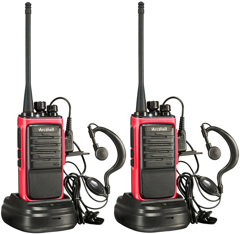 [Australia - AusPower] - Arcshell Rechargeable Long Range Two-Way Radios with Earpiece 2 Pack Walkie Talkies Li-ion Battery and Charger Included 