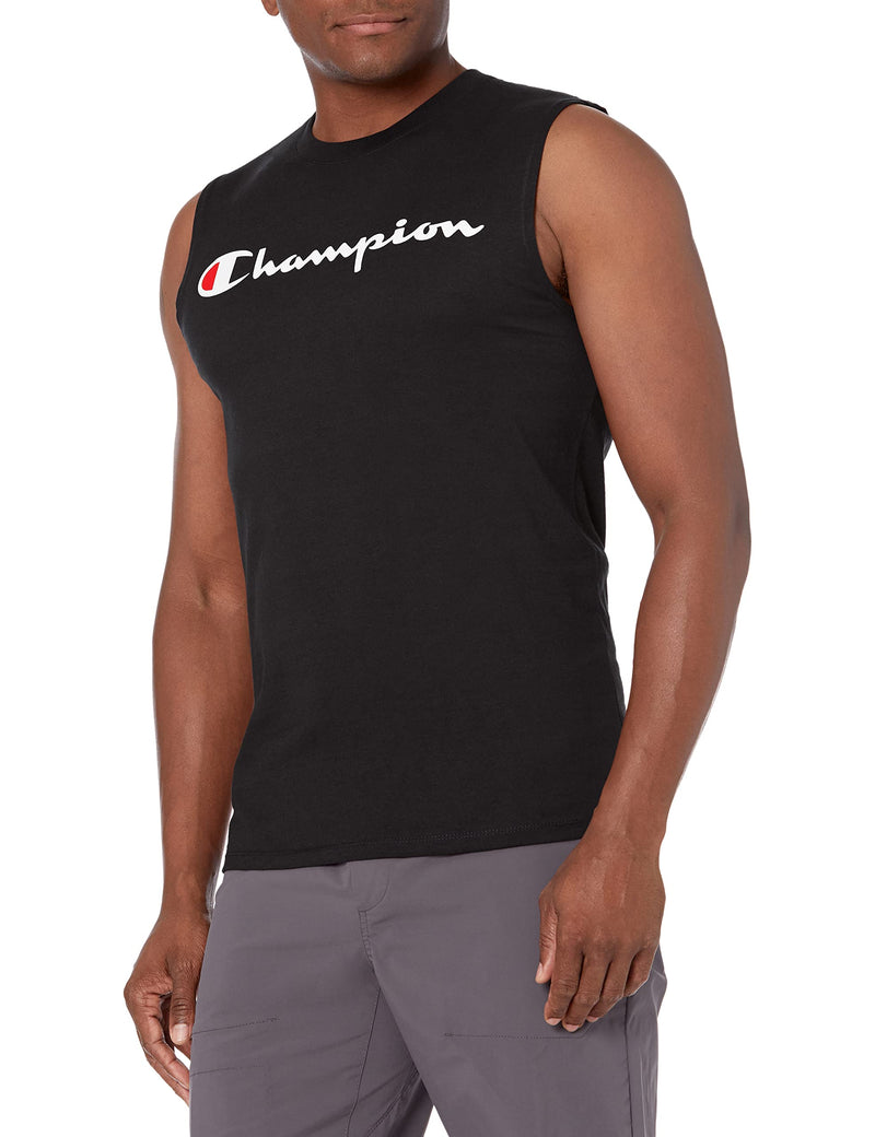 [Australia - AusPower] - Champion Men's Classic Jersey Muscle Tee, Screen Print Script Small Black 
