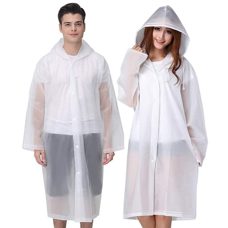 [Australia - AusPower] - Rain Ponchos for Adults Reusable, 2 Pcs Raincoats for Women Men with Hood A-adults Poncho-white 