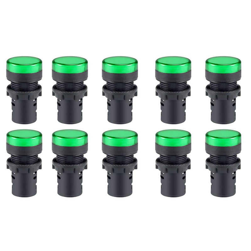 [Australia - AusPower] - uxcell 10Pcs Green Indicator Light AC/DC 24V, 22mm Panel Mount, for Electrical Control Panel, HVAC, DIY Projects 