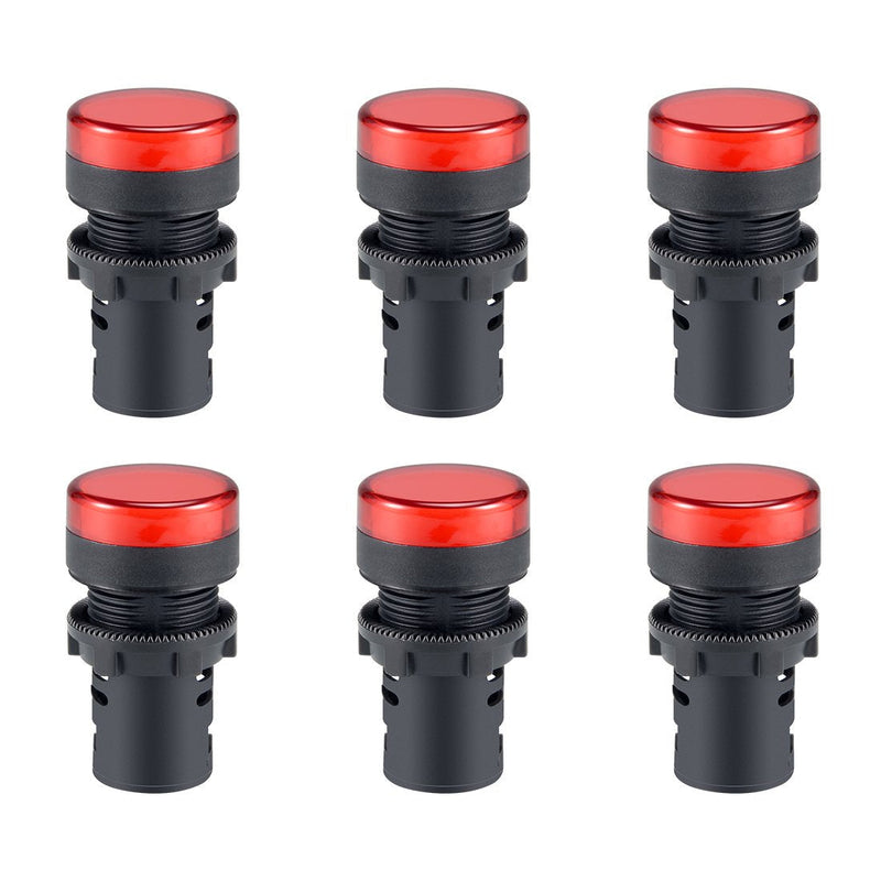 [Australia - AusPower] - uxcell Indicator Lights AC/DC 24V, Red LED, Flush Panel Mount 7/8" 22mm, 6Pcs 