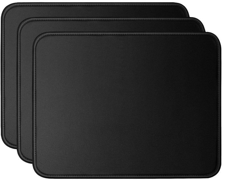 [Australia - AusPower] - 3 Mouse Pad Stitched Edges Premium-Textured Large Mouse Pads Mat Natural Non-Slip Rubber Base Mousepad for Laptop, Computer & PC, 11 x 8.7 inches, Black 3 pcs 