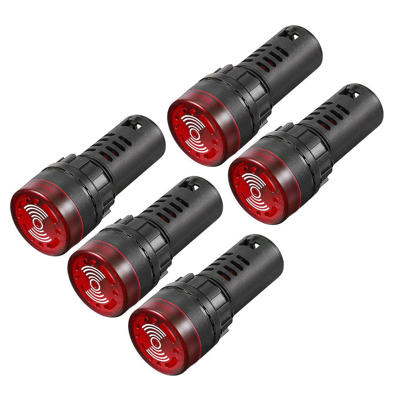 [Australia - AusPower] - uxcell 5Pcs Red Indicator Light with Buzzer AC/DC 110V, 22mm Panel Mount Flashing Alarm, for Electrical Control Panel, HVAC, DIY Projects 