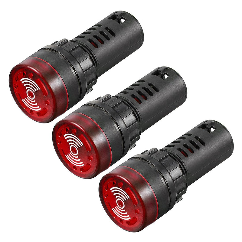 [Australia - AusPower] - uxcell 3Pcs Red Indicator Light with Buzzer AC/DC 110V, 22mm Panel Mount Flashing Alarm, for Electrical Control Panel, HVAC, DIY Projects 