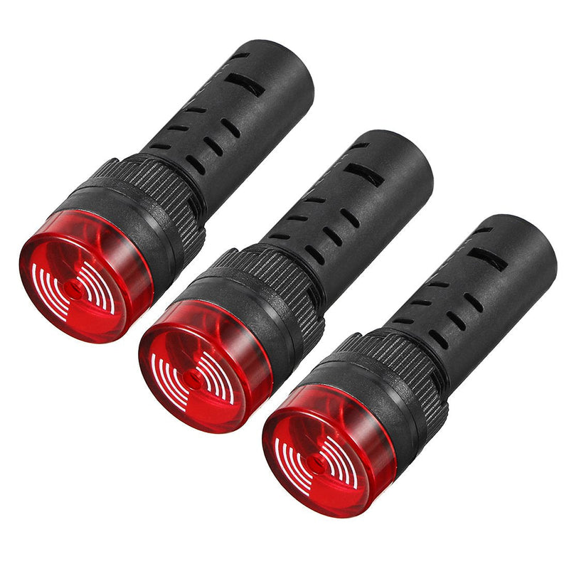 [Australia - AusPower] - uxcell 3Pcs Red Indicator Light with Buzzer AC/DC 24V, 16mm Panel Mount Flashing Alarm, for Electrical Control Panel, HVAC, DIY Projects 