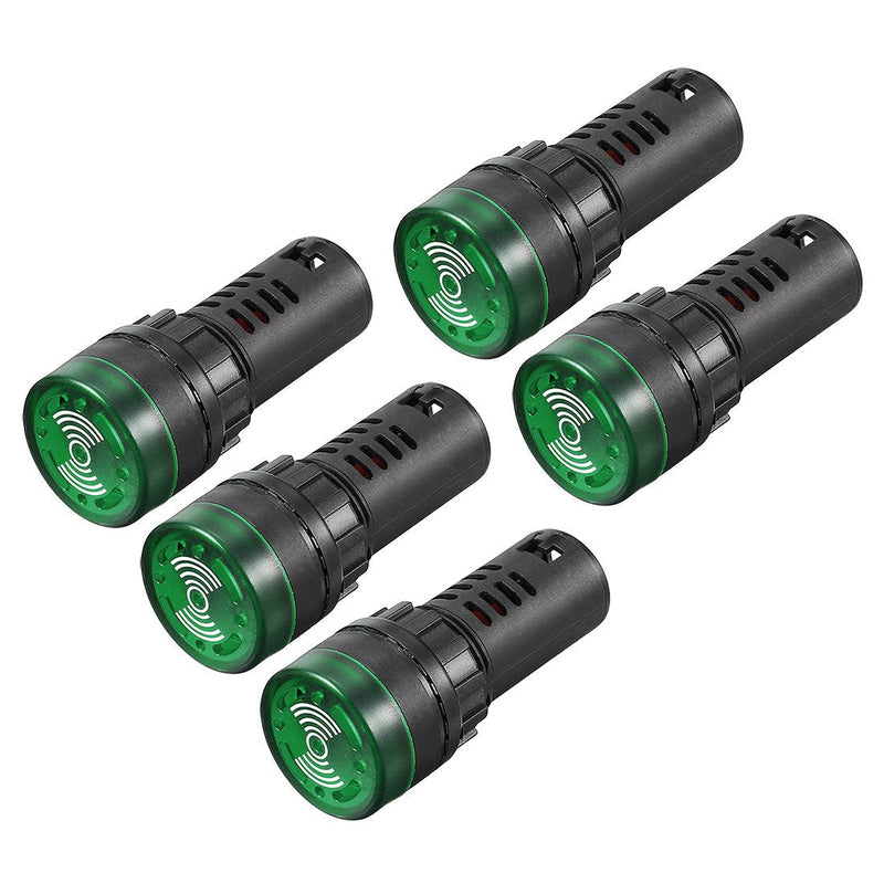 [Australia - AusPower] - uxcell 5Pcs Green Indicator Light with Buzzer AC/DC 12V, 22mm Panel Mount Flashing Alarm, for Electrical Control Panel, HVAC, DIY Projects 