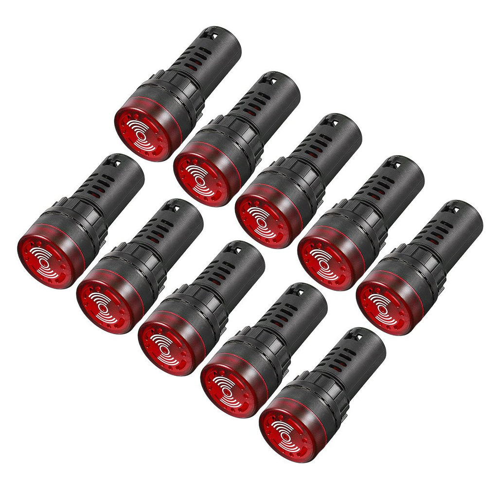 [Australia - AusPower] - uxcell 10Pcs Red Indicator Light with Buzzer AC/DC 24V, 22mm Panel Mount Flashing Alarm, for Electrical Control Panel, HVAC, DIY Projects 