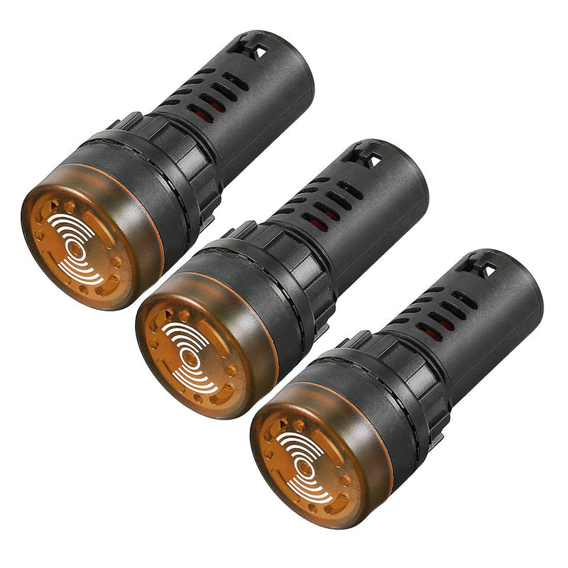 [Australia - AusPower] - uxcell 3Pcs Yellow Indicator Light with Buzzer AC/DC 24V, 22mm Panel Mount Flashing Alarm, for Electrical Control Panel, HVAC, DIY Projects 