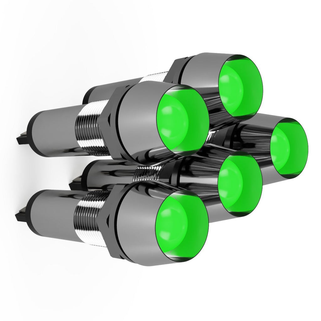 [Australia - AusPower] - 5 Pack Green 12V 8mm 5/16" LED Metal Signal Indicator Directional Pilot Dash Light 